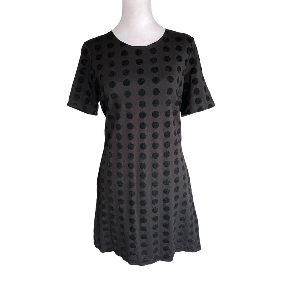 Premise Black on Black Polka Dot Dress Size 8P